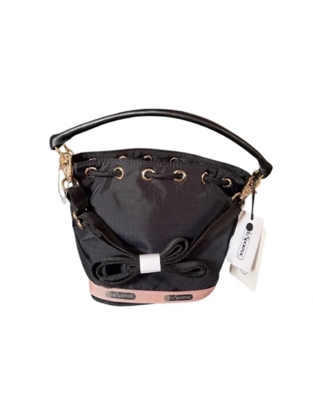 LeSportsac Atelier SMALL DRAWSTRING BAG Black and Pink Bag